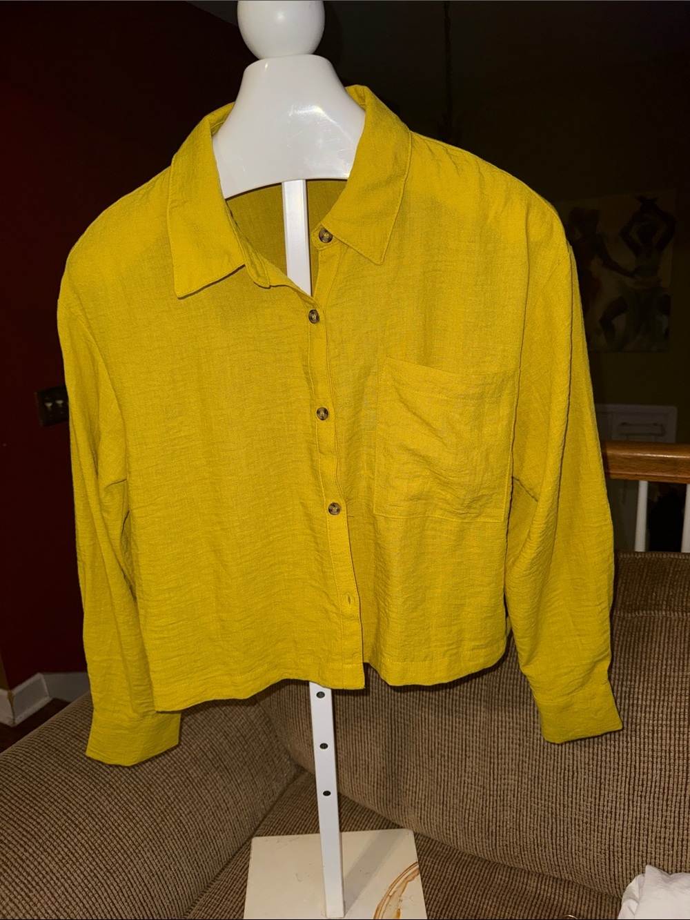 Moa Moa Yellow Button-Front Cropped Jacket